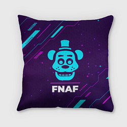 Подушка квадратная Символ FNAF в неоновых цветах на темном фоне, цвет: 3D-принт