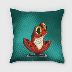 Подушка квадратная Странная красная лягушка, цвет: 3D-принт