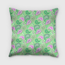 Подушка квадратная Turkish cucumber green background, цвет: 3D-принт