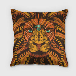 Подушка квадратная Африканский Лев Морда Льва с узорами Мандала, цвет: 3D-принт