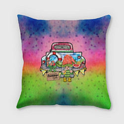 Подушка квадратная Продавец арбузов на машине, цвет: 3D-принт