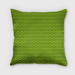 Подушка квадратная Зеленые светлые и темные волнистые полосы, цвет: 3D-принт