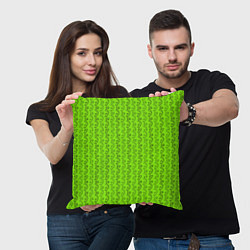Подушка квадратная Зеленые узоры в виде листочков, цвет: 3D-принт — фото 2