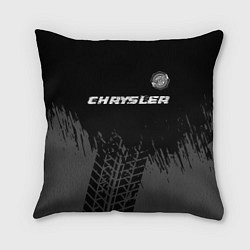 Подушка квадратная Chrysler Speed на темном фоне со следами шин, цвет: 3D-принт