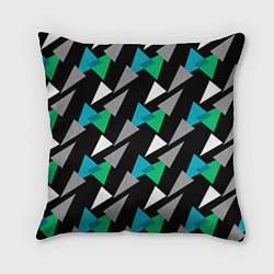 Подушка квадратная Разноцветные треугольники на черном фоне, цвет: 3D-принт