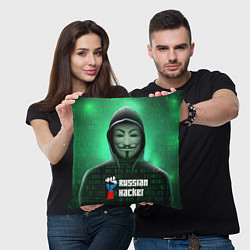 Подушка квадратная Russian hacker green, цвет: 3D-принт — фото 2