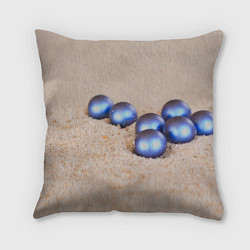 Подушка квадратная Синий жемчуг на песке, цвет: 3D-принт