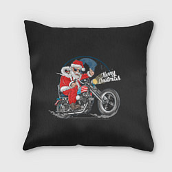 Подушка квадратная Santa on a bike, цвет: 3D-принт