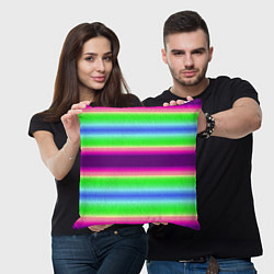 Подушка квадратная Яркие разноцветные размытые полосы, цвет: 3D-принт — фото 2