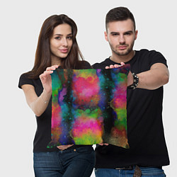 Подушка квадратная Разноцветные брызги кляксы, цвет: 3D-принт — фото 2