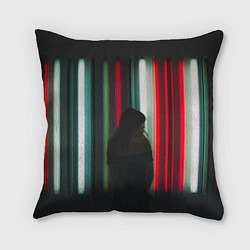 Подушка квадратная Неоновые фонари и девушка, цвет: 3D-принт