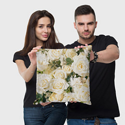 Подушка квадратная Белые Розы, беззащитны шипы, цвет: 3D-принт — фото 2