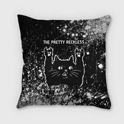 Подушка квадратная Группа The Pretty Reckless и рок кот