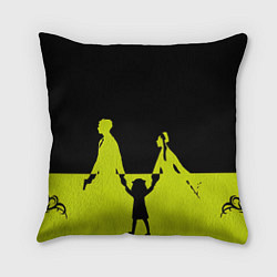 Подушка квадратная Семья шпиона Black&Yellow, цвет: 3D-принт