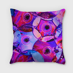 Подушка квадратная Диски CD - паттерн, цвет: 3D-принт