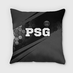 Подушка квадратная PSG sport на темном фоне: символ сверху, цвет: 3D-принт