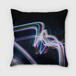 Подушка квадратная Абстрактные световые линии во тьме, цвет: 3D-принт