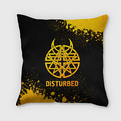 Подушка квадратная Disturbed - gold gradient, цвет: 3D-принт