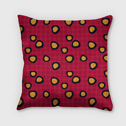 Подушка квадратная Черно-желтые пятна на красном клетчатом фоне, цвет: 3D-принт