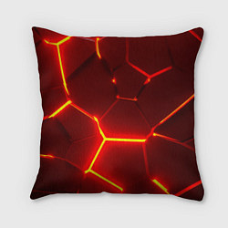 Подушка квадратная Красные неоновые геометрические плиты, цвет: 3D-принт