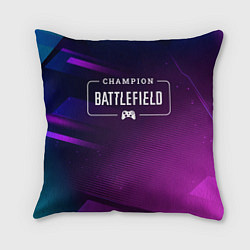 Подушка квадратная Battlefield gaming champion: рамка с лого и джойст, цвет: 3D-принт
