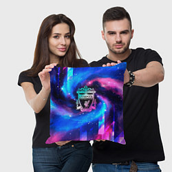 Подушка квадратная Liverpool неоновый космос, цвет: 3D-принт — фото 2