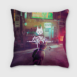 Подушка квадратная Stray - котик - neon, цвет: 3D-принт