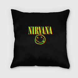 Подушка квадратная Nirvana logo glitch, цвет: 3D-принт