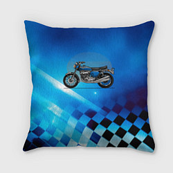 Подушка квадратная Синий классический мотоицкл