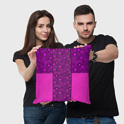 Подушка квадратная Розовый комбинированный неоновый узор, цвет: 3D-принт — фото 2