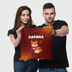 Подушка квадратная Карина осенняя лисичка, цвет: 3D-принт — фото 2