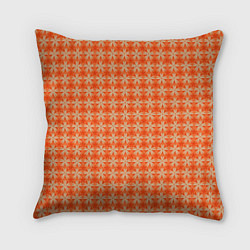 Подушка квадратная Цветочки на оранжевом фоне, цвет: 3D-принт