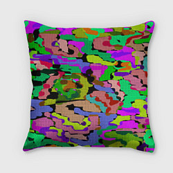 Подушка квадратная Разноцветный клетчатый камуфляж, цвет: 3D-принт