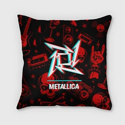 Подушка квадратная Metallica rock glitch, цвет: 3D-принт