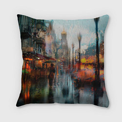 Подушка квадратная В Питере дождь, цвет: 3D-принт