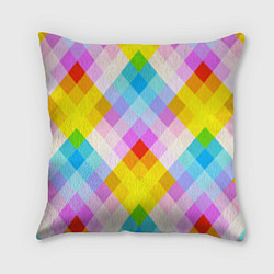 Подушка квадратная Узор из разноцветных ромбов, цвет: 3D-принт