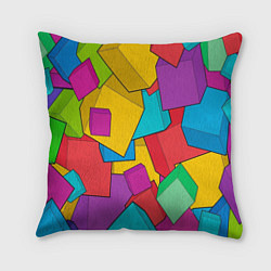 Подушка квадратная Фон из разноцветных кубиков, цвет: 3D-принт