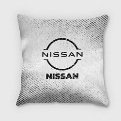 Подушка квадратная Nissan с потертостями на светлом фоне, цвет: 3D-принт