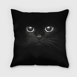 Подушка квадратная Взгляд чёрного кота, цвет: 3D-принт