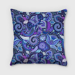 Подушка квадратная Фиолетовые цветы узор, цвет: 3D-принт