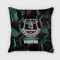 Подушка квадратная Everton FC в стиле glitch на темном фоне, цвет: 3D-принт