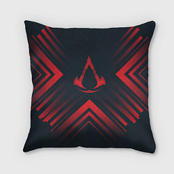 Подушка квадратная Красный символ Assassins Creed на темном фоне со с, цвет: 3D-принт