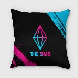 Подушка квадратная The Sims - neon gradient, цвет: 3D-принт