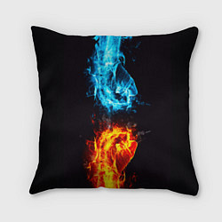 Подушка квадратная Огонь и вода - противостояние, цвет: 3D-принт