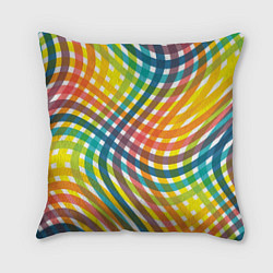 Подушка квадратная Геометрический узор яркие полосатые волны, цвет: 3D-принт