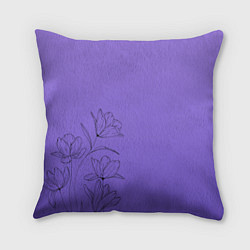 Подушка квадратная Красивый фиолетовый градиент с цветами, цвет: 3D-принт