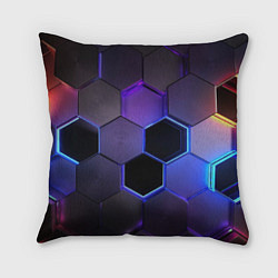Подушка квадратная Стеклянные цветные соты - текстура, цвет: 3D-принт