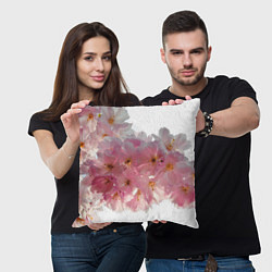 Подушка квадратная Нежно розовая сакура, цвет: 3D-принт — фото 2