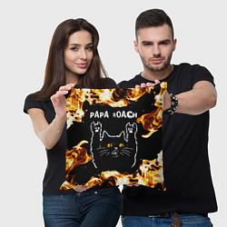 Подушка квадратная Papa Roach рок кот и огонь, цвет: 3D-принт — фото 2
