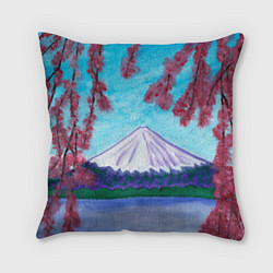 Подушка квадратная Цветение сакуры Фудзияма, цвет: 3D-принт
